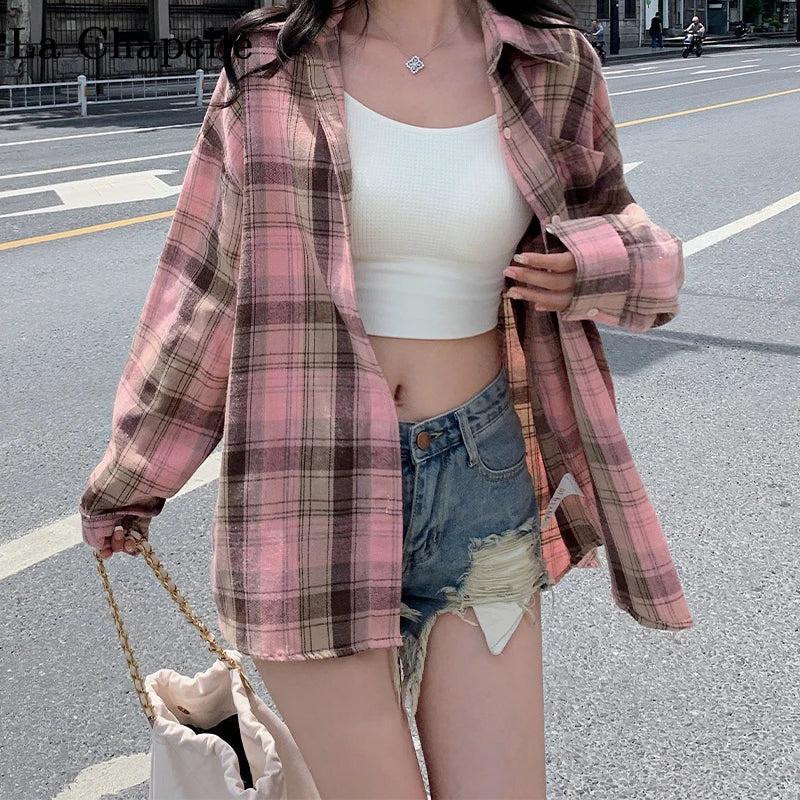 Red Plaid Button Down Shirt for Women and Teens Long Sleeve Collared Checkered Shirt Jacket Casual Fall Winter Christmas Outfit