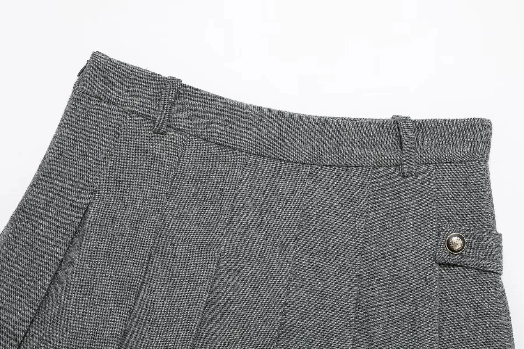 Double Breasted Epaulet O Neck Jacket with Chic Sashes and Pleated Mini Skirt Women's Streetwear Suit