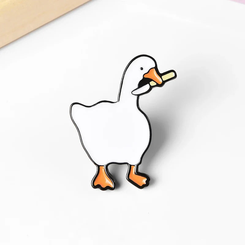 Naughty Goose Enamel Pin Funny Cartoon Brooch Badge Jewelry Gift for Kids and Friends