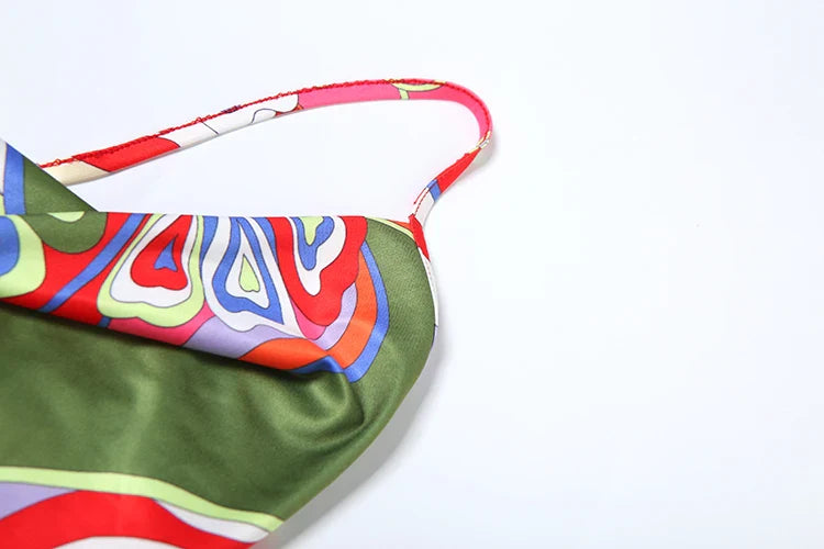 Colorful Print Backless Bodycon Dress Sleeveless Summer