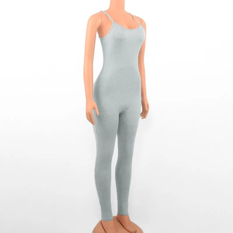 Women's Sleeveless Black Bodycon Jumpsuit Sexy Backless Slim Fit Casual Romper Streetwear Overall