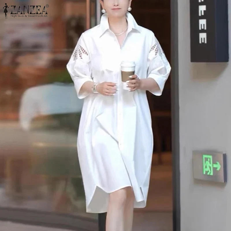 Lace Patchwork Knee Length Sundress For Women Loose