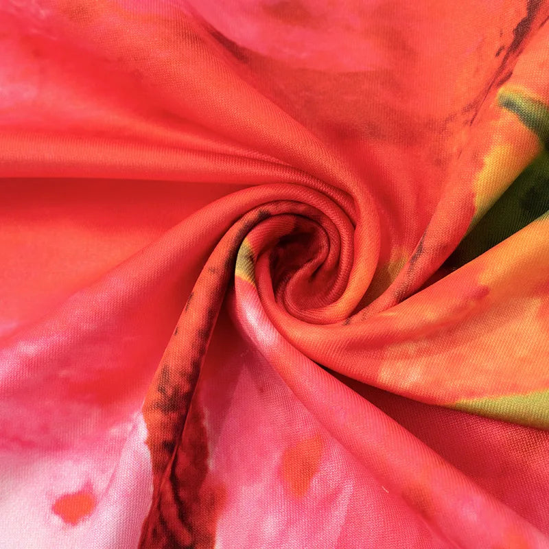 One Shoulder Floral Print Mini Dress Backless Bandage