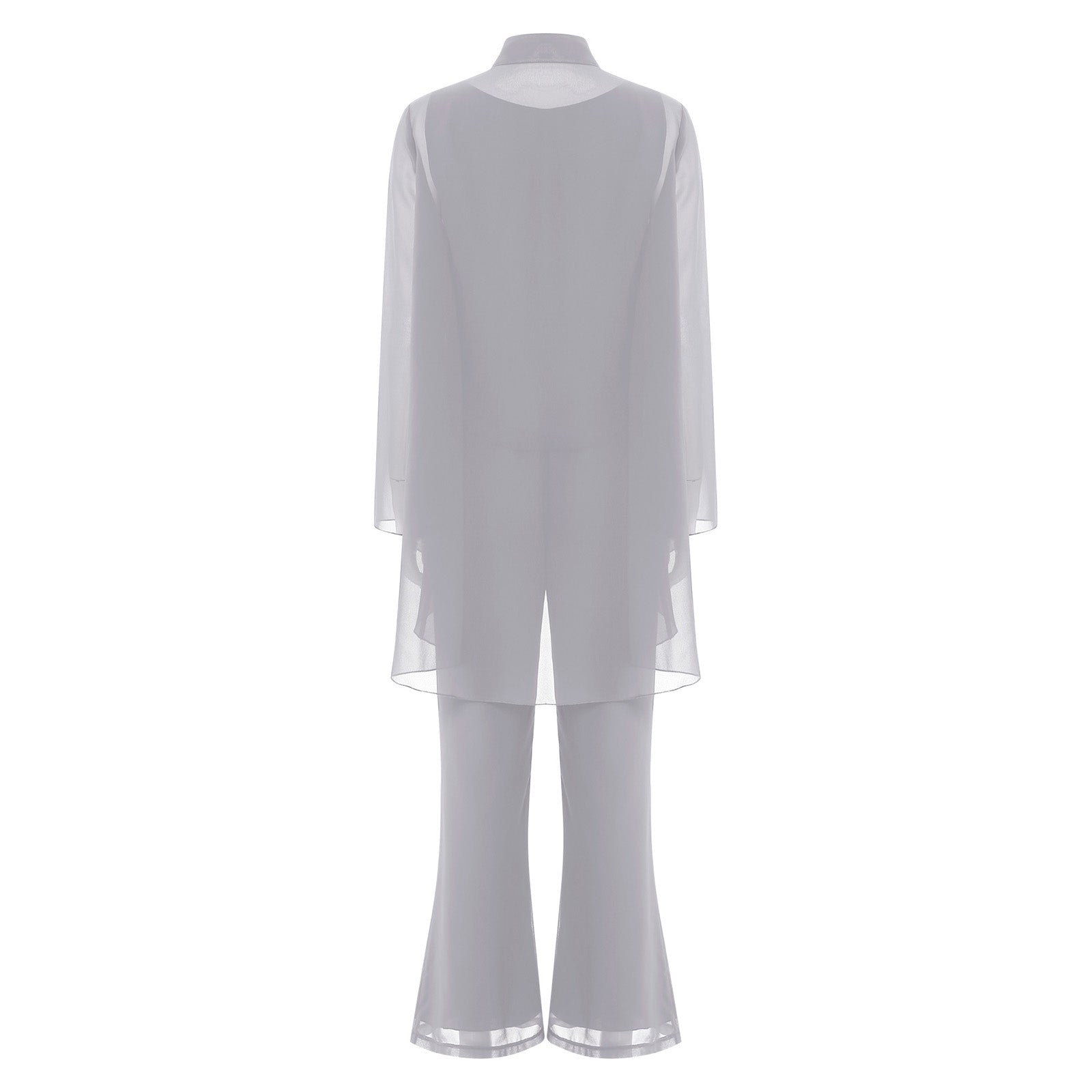 Womens Summer Chiffon 3 Piece Outfit Set with Tank Top Cardigan and Pants for Formal Events