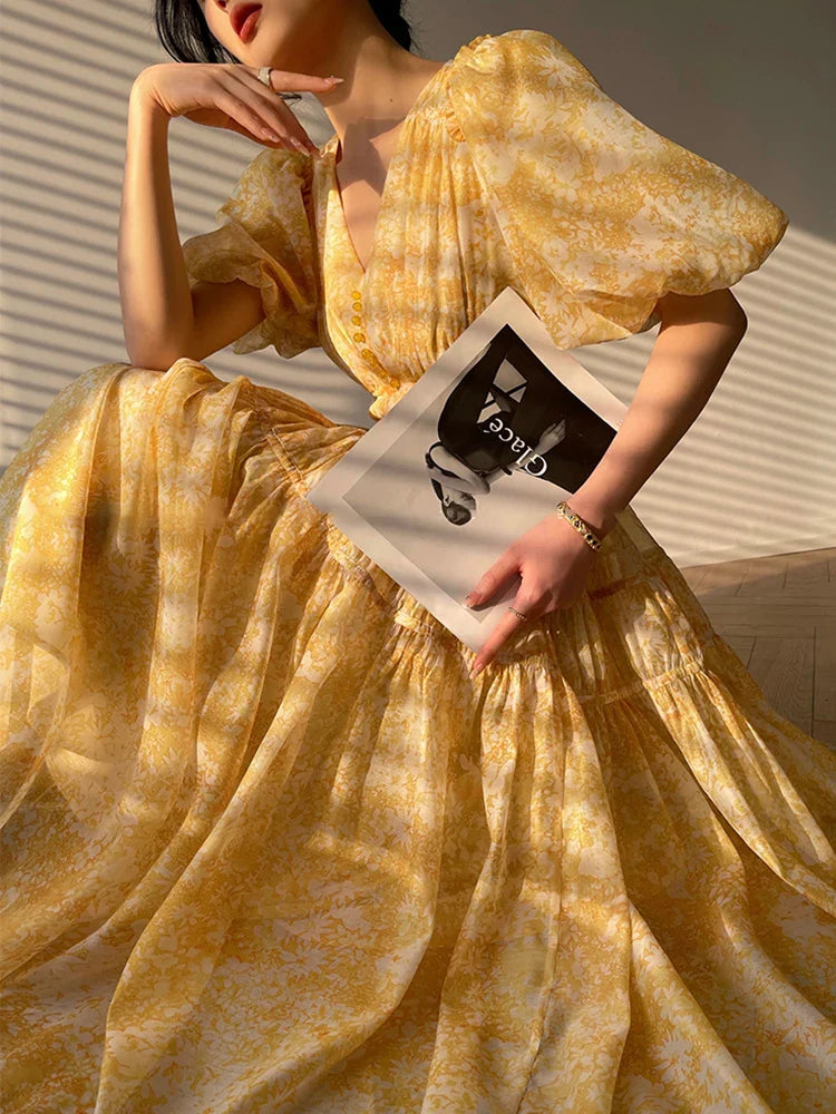 Patchwork Colorblock V Neck Short Sleeve Dress High Waist