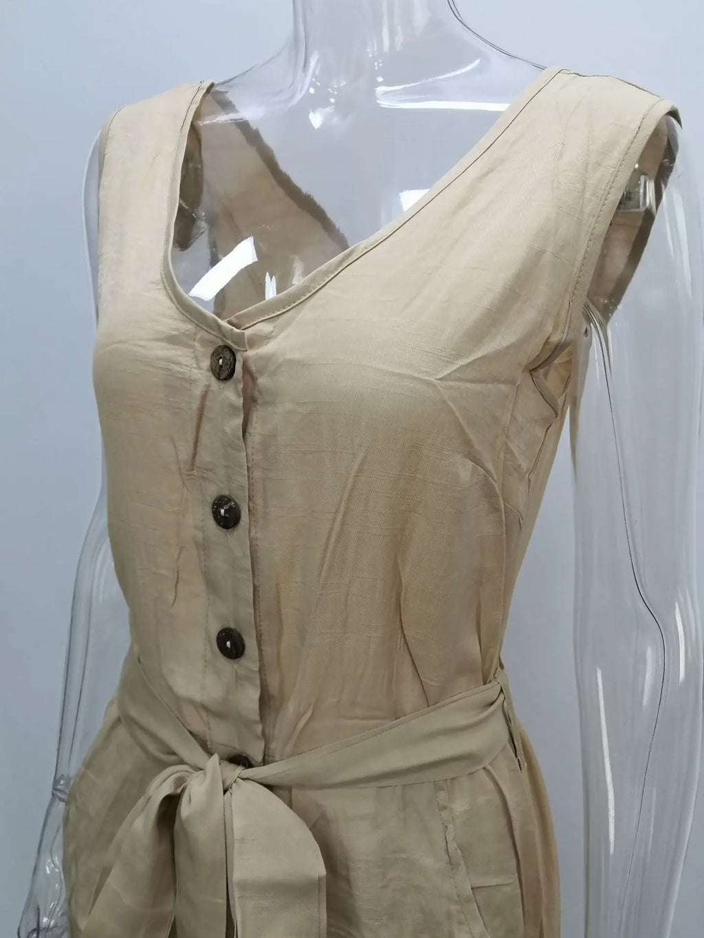 Women's Casual V Neck Monochromatic Jumpsuit with Five Point Shorts Lightweight Summer Outfit