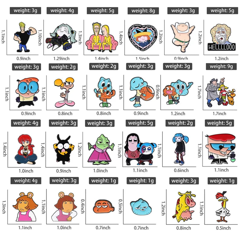 Cartoon Character Enamel Pins Set Cute Anime Brooches Fashion Accessories