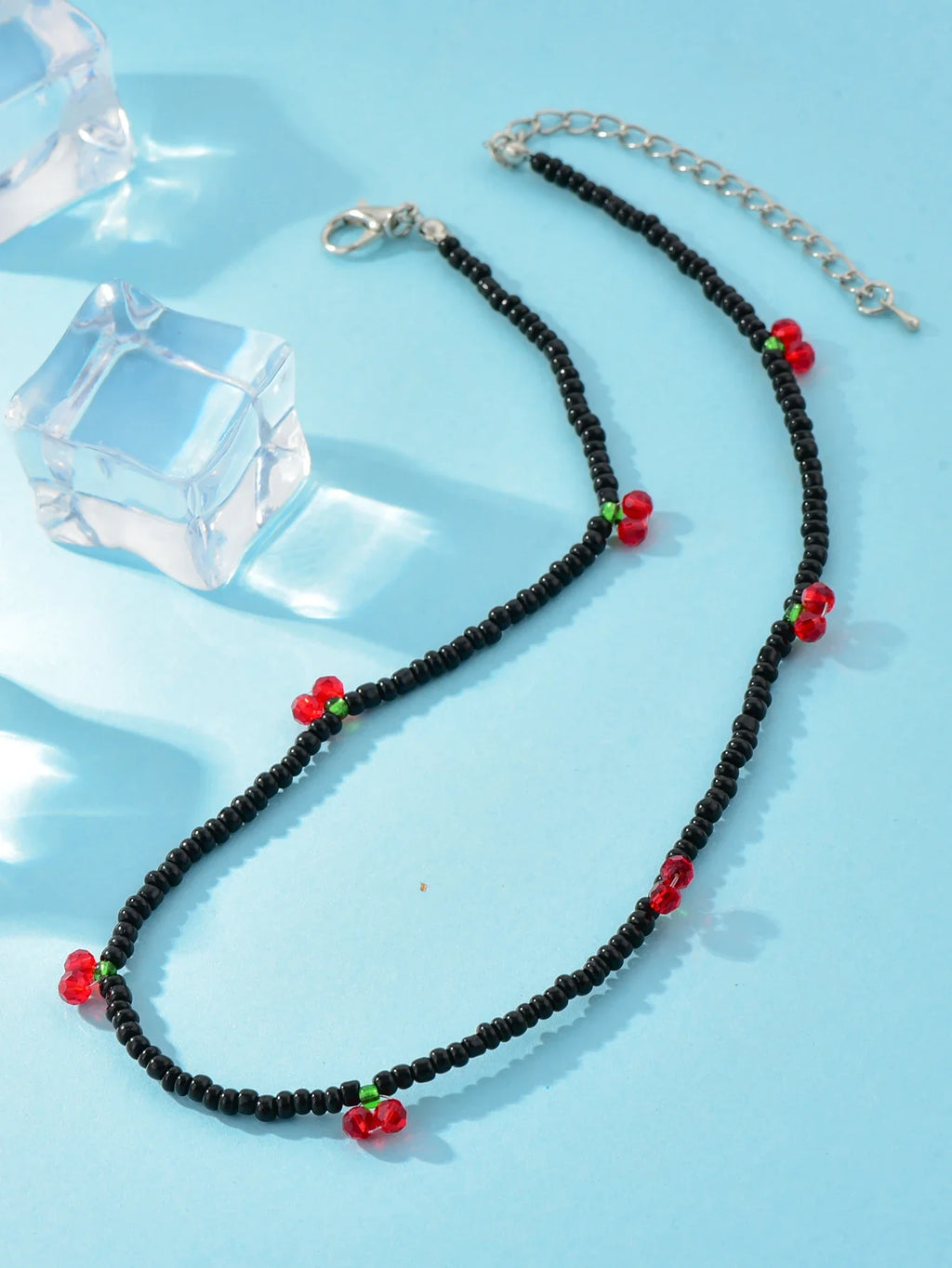 Summer Strawberry Cherry Beaded Necklace for Women - Fresh and Lovely Rice Beads