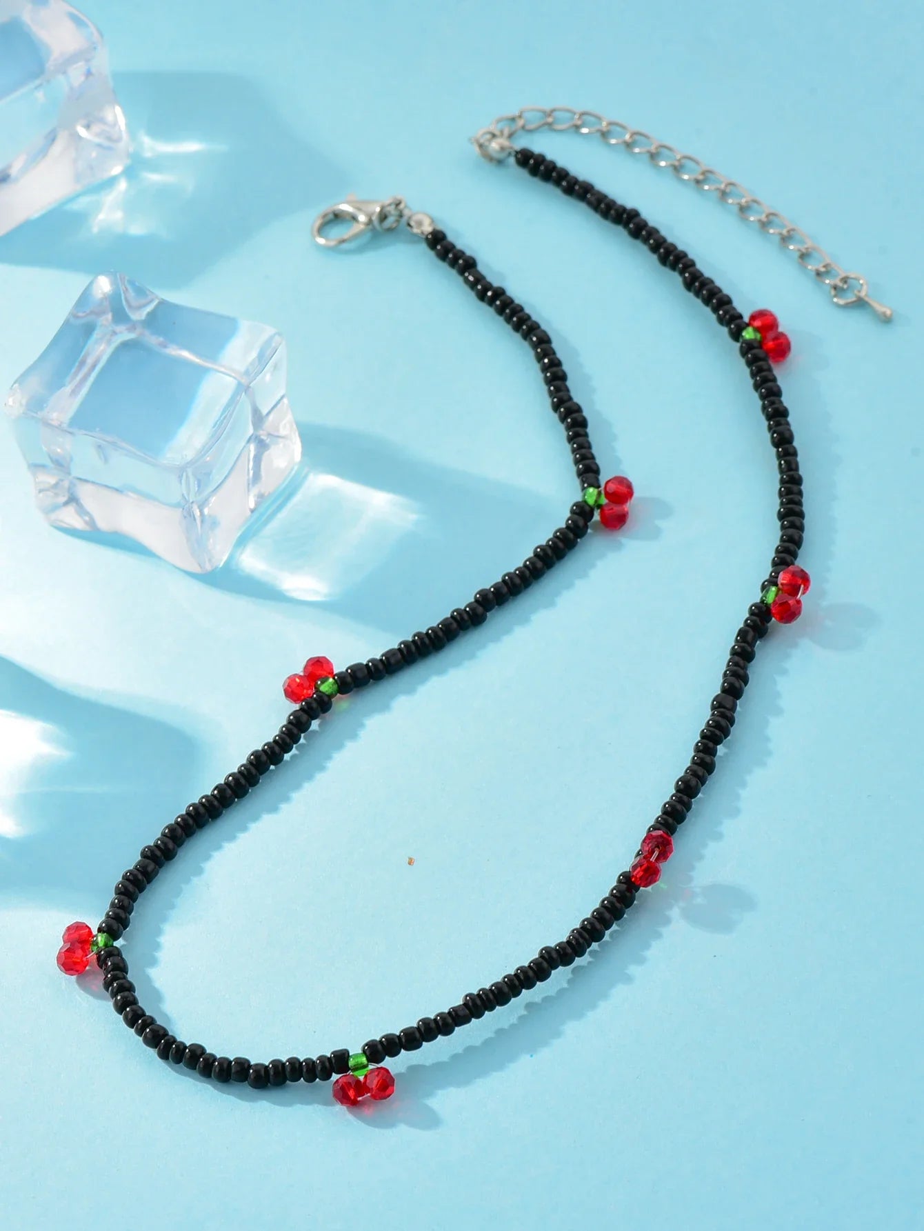 Summer Strawberry Cherry Beaded Necklace for Women - Fresh and Lovely Rice Beads