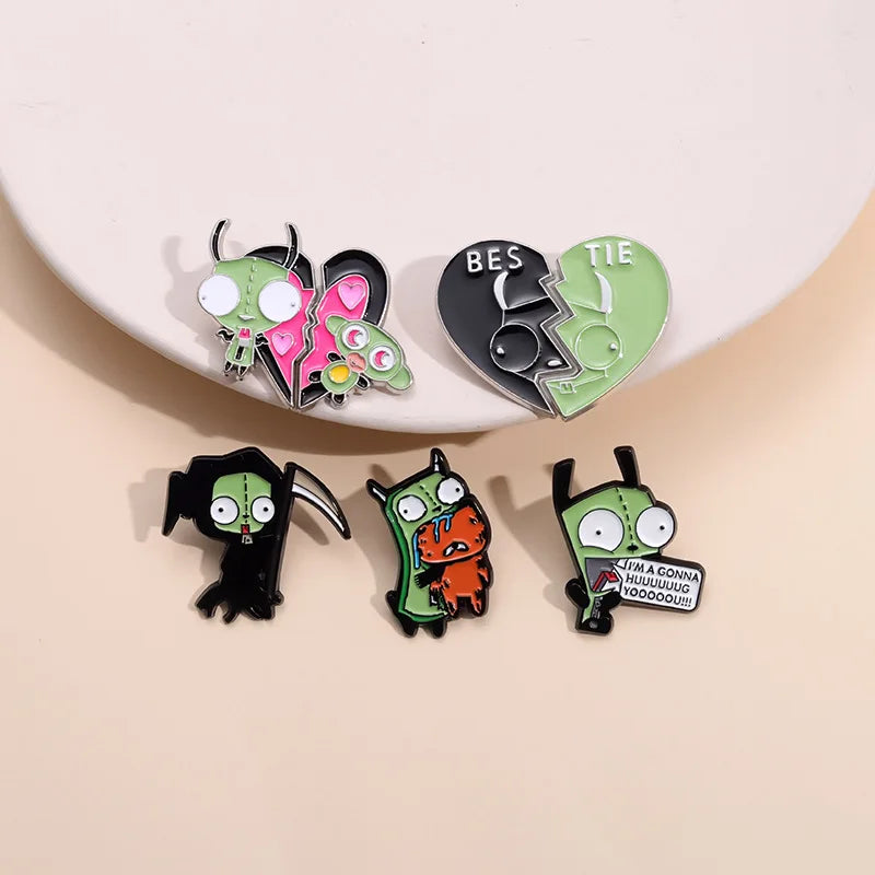 Cartoon Character Enamel Pins Set Cute Anime Brooches Fashion Accessories