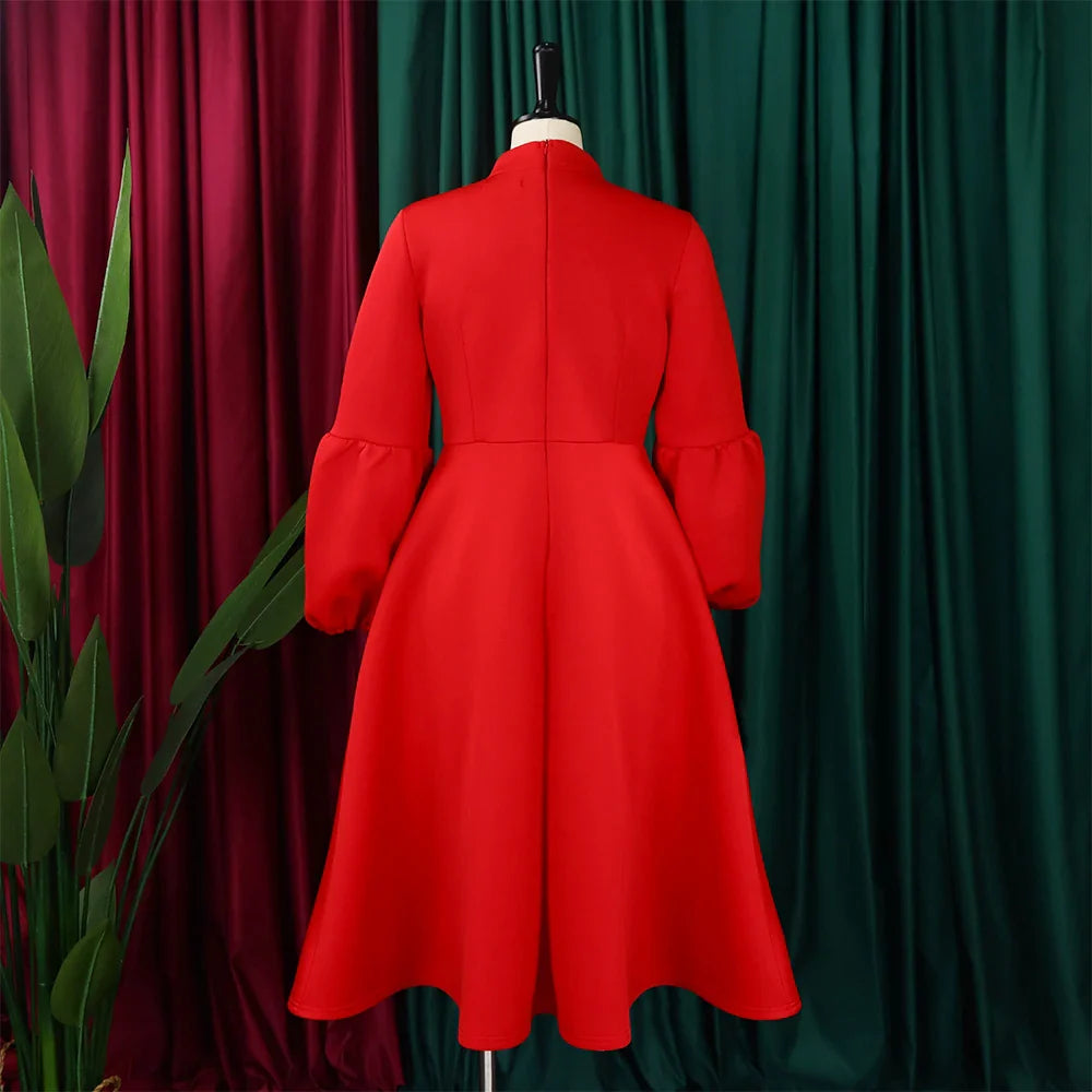 Elegant A Line Midi Dress With Bow Collar For Party