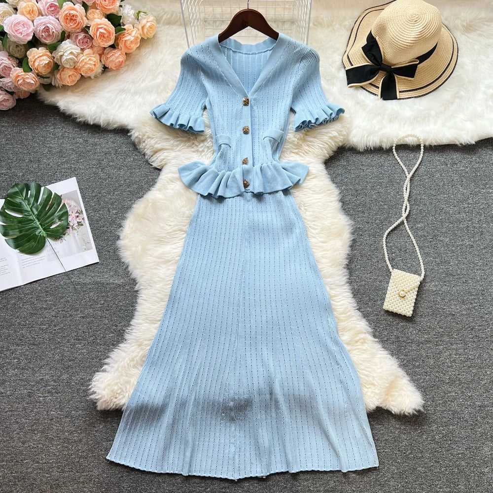 V Neck Maxi Dress for Women Mermaid Bodycon Silhouette