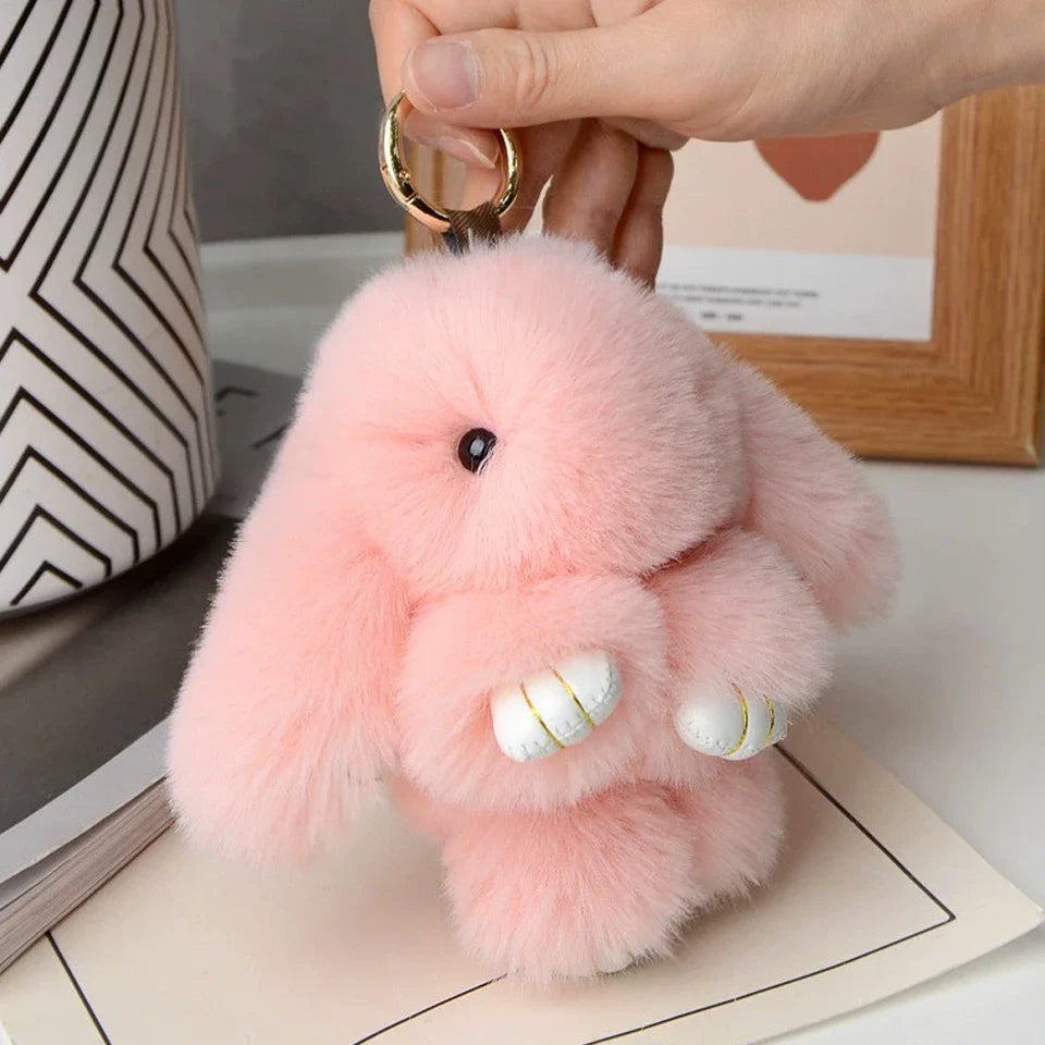 Fluffy Rabbit Fur Pompon Bunny Keychain Soft Cute Rabbit Toy Bag Decoration Gift for Girls