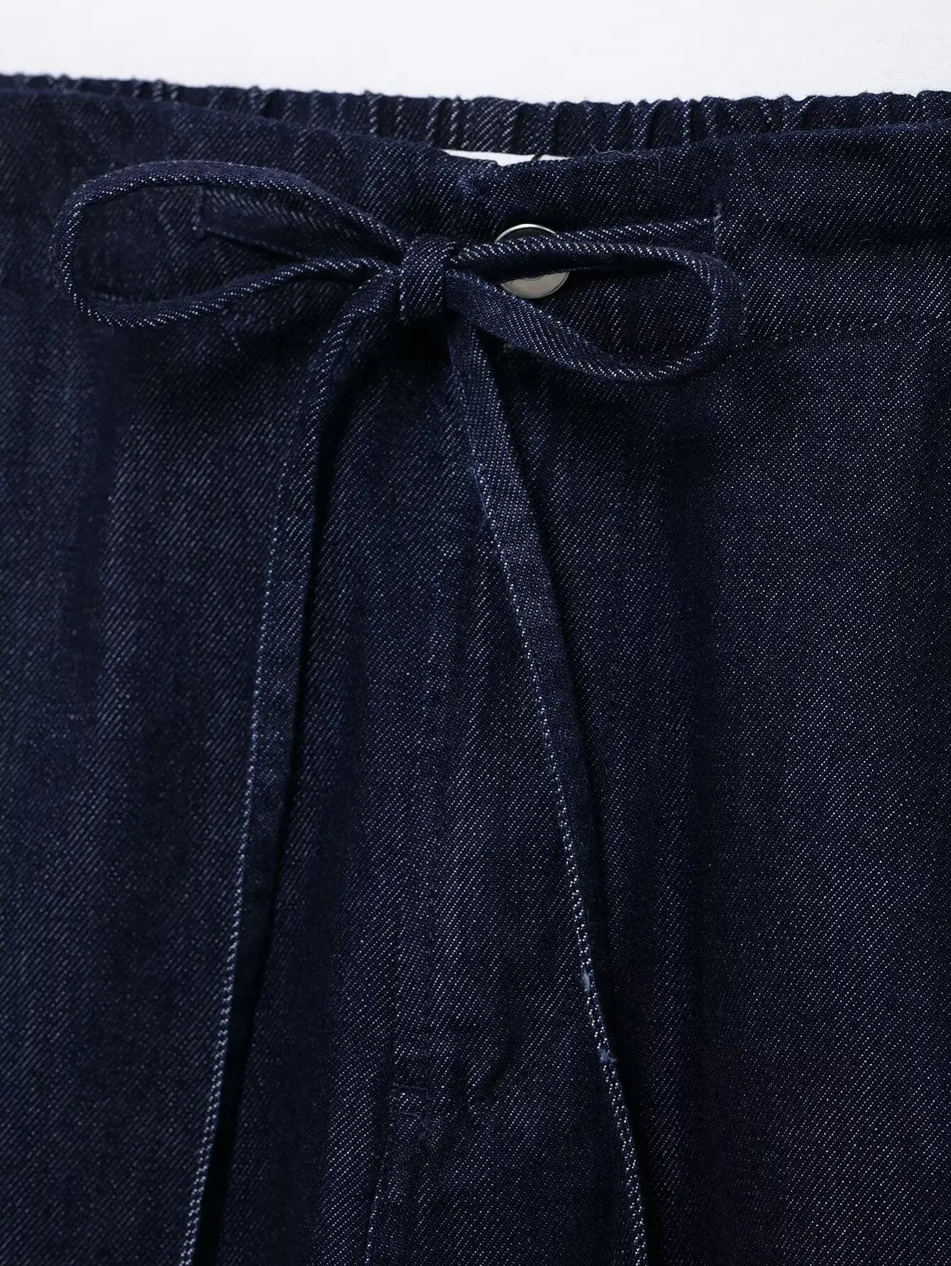 Women High Street Denim Set with Side Stripe Zipper Jacket and Lace-Up Pants for Casual Spring Fashion