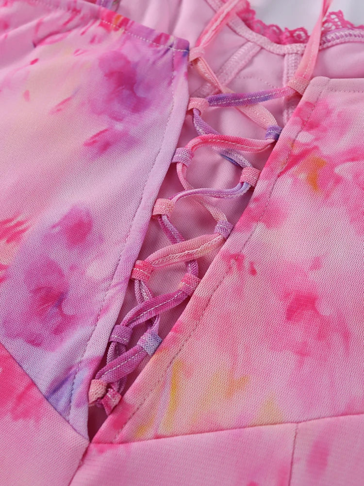 Floral Mesh Maxi Dress For Women Summer Beach Sundress