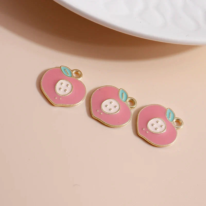 10pcs Mini Fruit Cherry Enamel Charms for DIY Jewelry Making Accessories