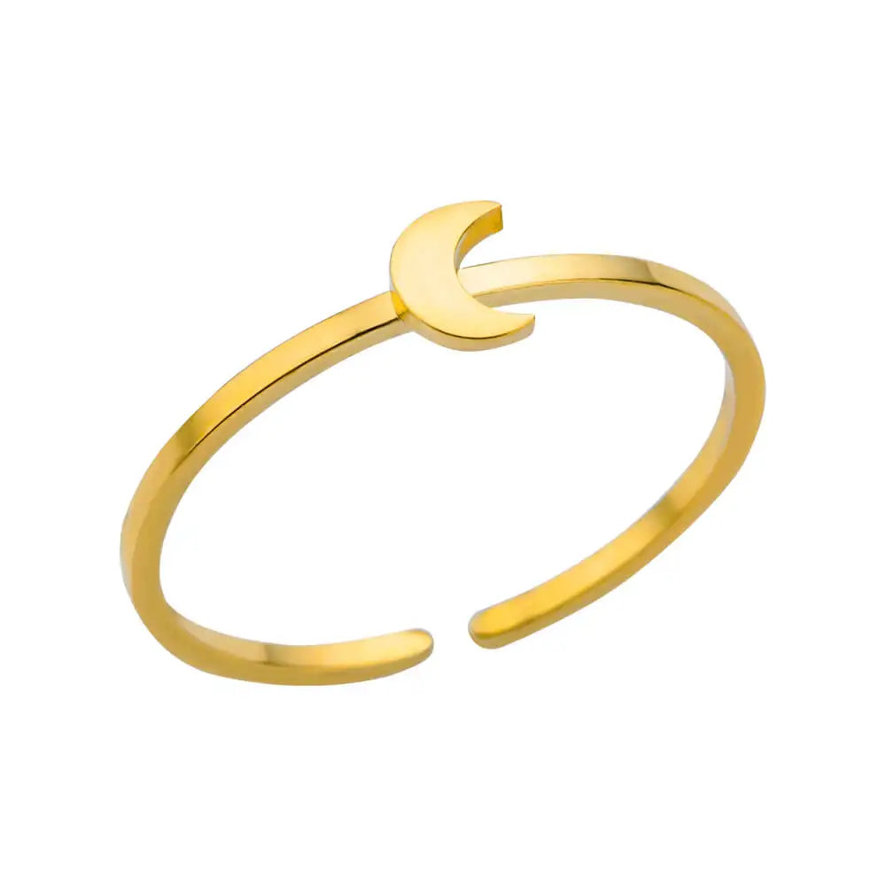 Adjustable 316L Stainless Steel Little Star Open Ring for Women - Trendy Gold Color Jewelry Gift for Weddings and Special Occasions