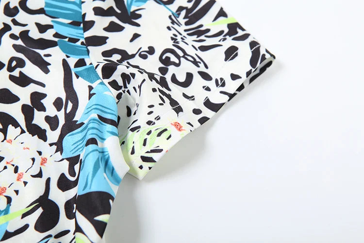 Weird Puss Colorful Print Women's Short Sleeve Skinny Jumpsuit Soft Stretch O-Neck Casual Summer Fitness Street Overalls