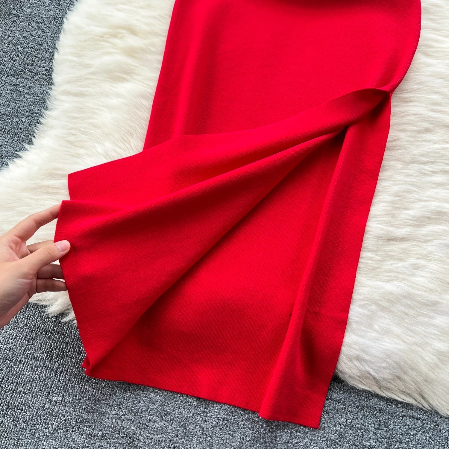 Sexy Cutout Waist Bodycon Dress Knitted Summer Sundress