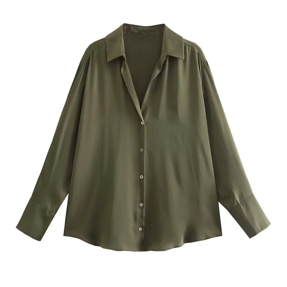 Women's Casual Loose Silk Satin Shirt with Versatile Soft Texture and Elegant Design