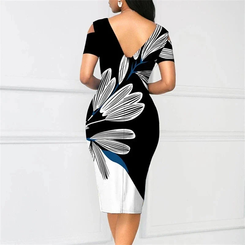Backless Bodycon Dress For Party Elegant V Neck Patchwork