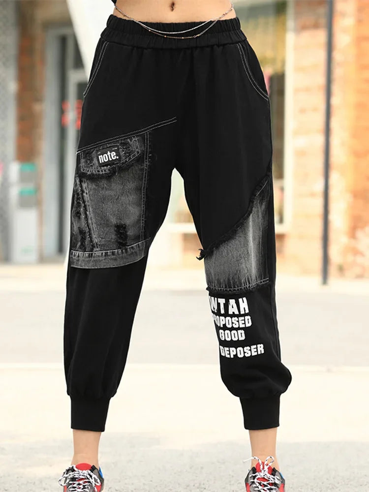 Spring Punk Fashion Women's Two Piece Set with Loose Hooded Jacket and Classic Fitness Pants