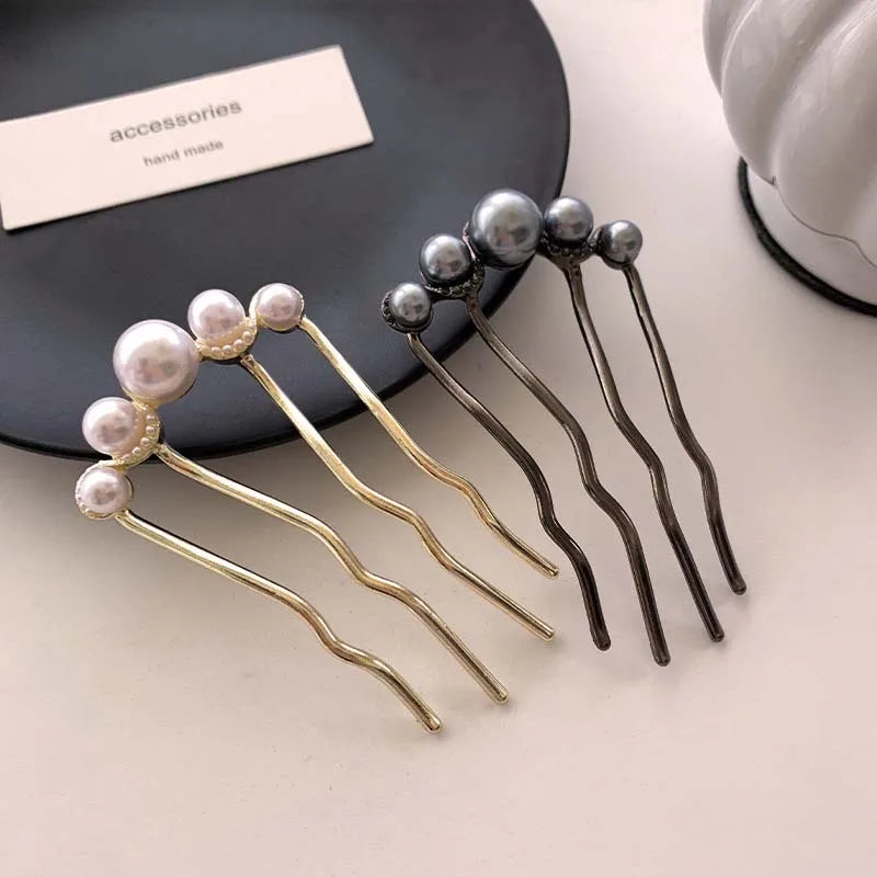 Korean U Shaped Pearl Hairpins for Women Elegant Vintage Hair Clips and Styling Tools
