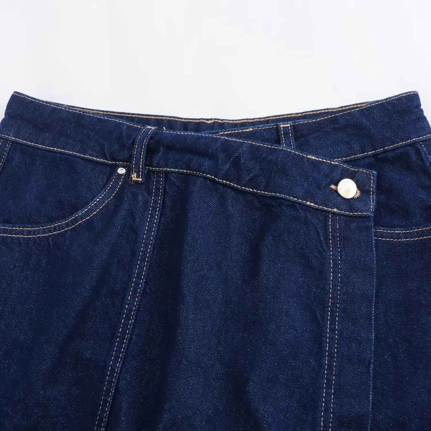 Asymmetric High Waist Denim Mini Skirt and Cropped Short Sleeve Top Two Piece Set for Women Streetwear