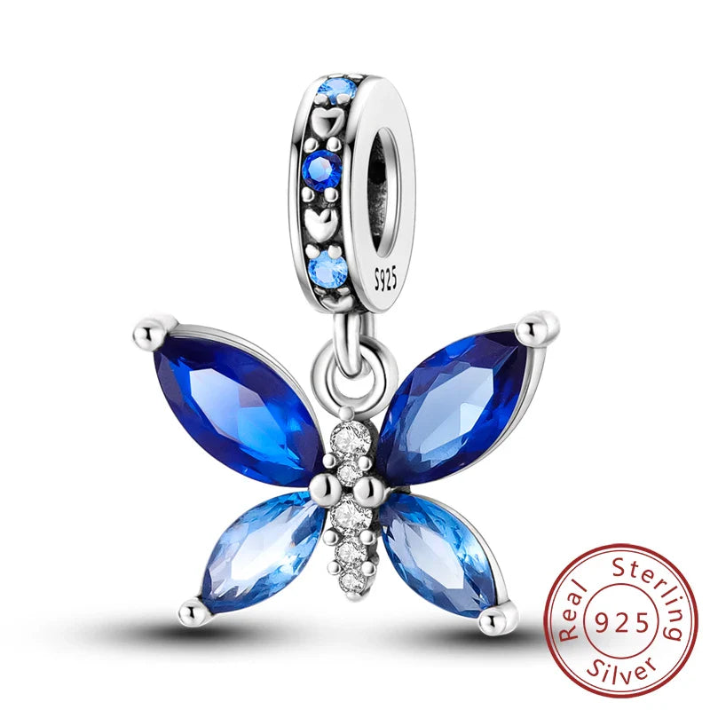 Glowing Luminous Firefly Butterfly Pendant Charm Beads in 925 Sterling Silver for Bracelet Jewelry
