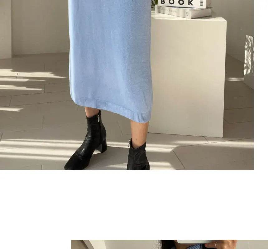 Cozy Turtleneck Sweater Dress For Women Knitted Long Sleeve