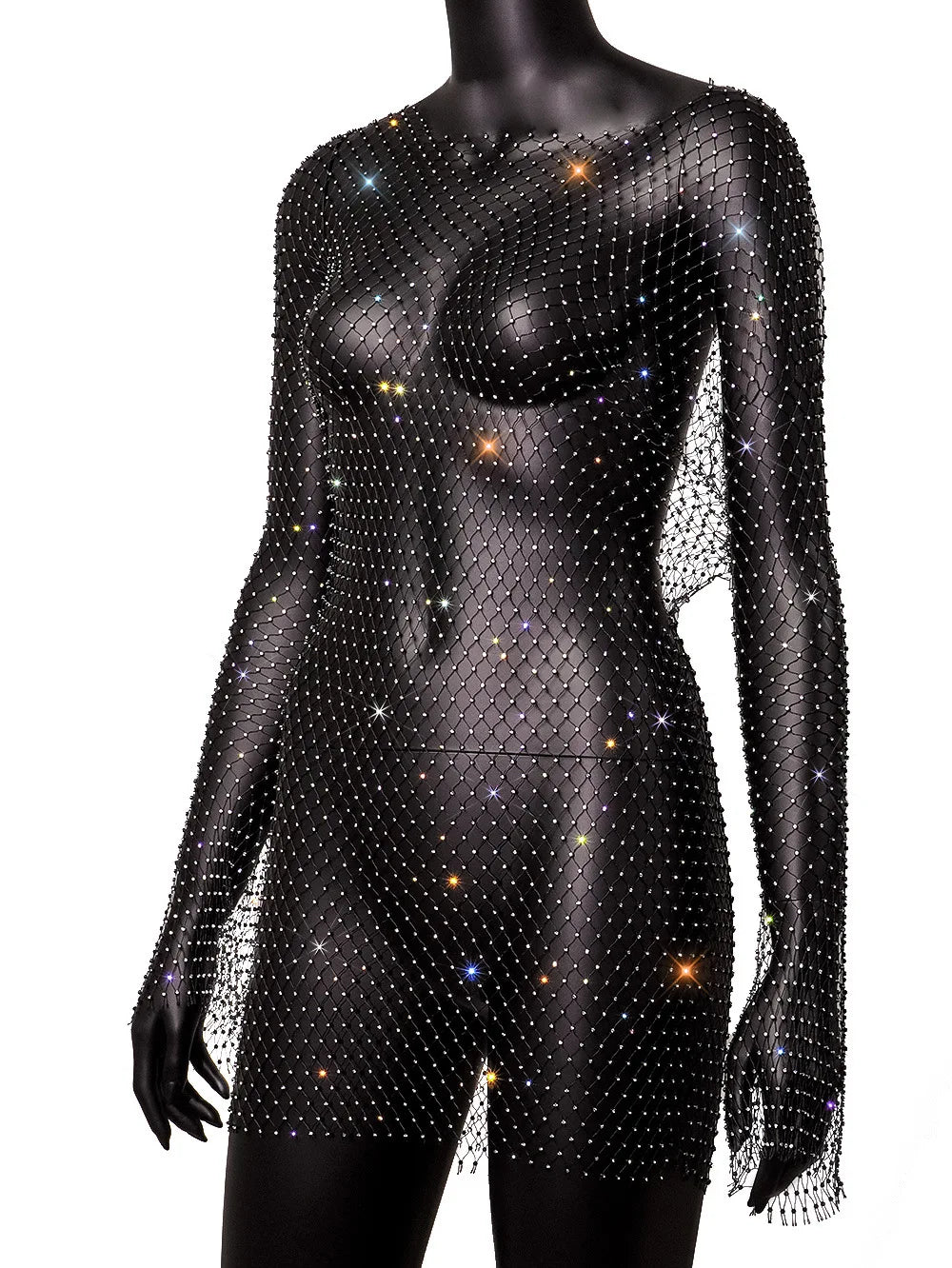 Sexy Crystal Diamond Long Dress For Nightclub Performance