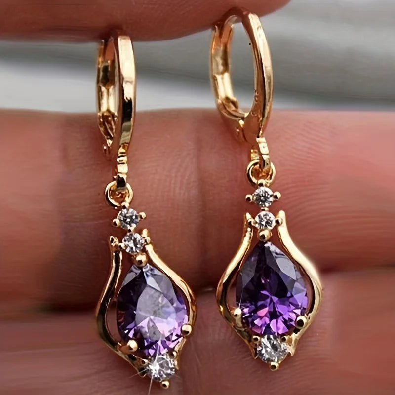 Multicolor Zircon Teardrop Earrings for Women - Elegant Fine Jewelry for Special Occasions