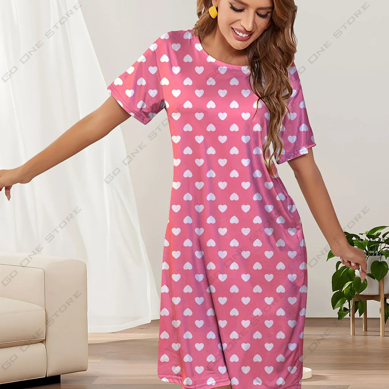 Plus Size Floral Knee Length Dress For Summer Women