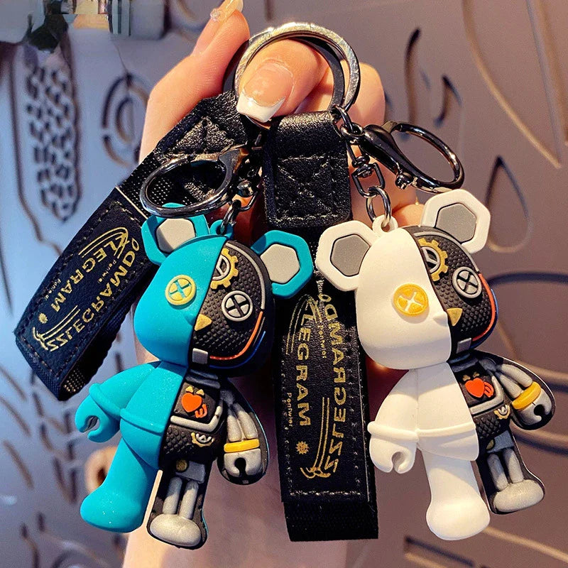 Cute Cartoon Mechanical Bear Keychain Pendant for Bags and Accessories