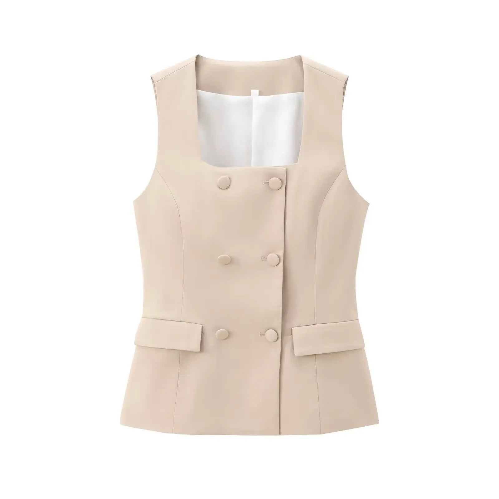 Women Two Piece Wide Leg Pant Set for Office Style with Vest Top and Split Straight Leg Pants