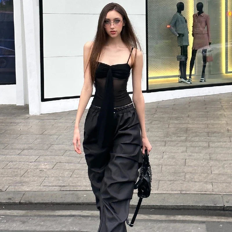 Sexy Lace Summer Tank Top Casual Aesthetic Strap Top Versatile Fashion Sweet High Street Party Wear