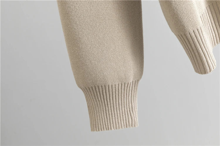 Cozy Knit Shawl Pants Set for Women with Elegant Turtleneck Sweater and Wide Leg Trousers