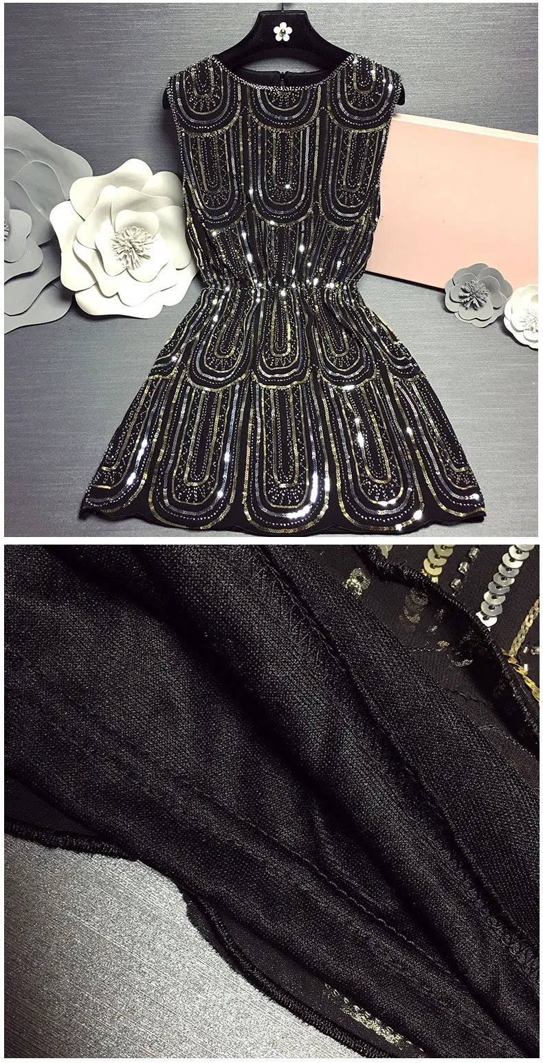 Sequin Mini Dress For Women Sleeveless Party Dress Casual