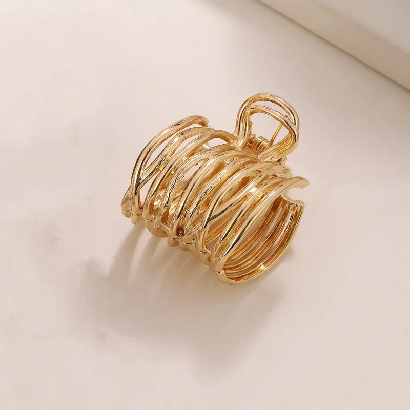 Gold Color Hollow Geometric Hair Clips for Women Stylish Metal Hair Claw and Headband Hairpin Accessories