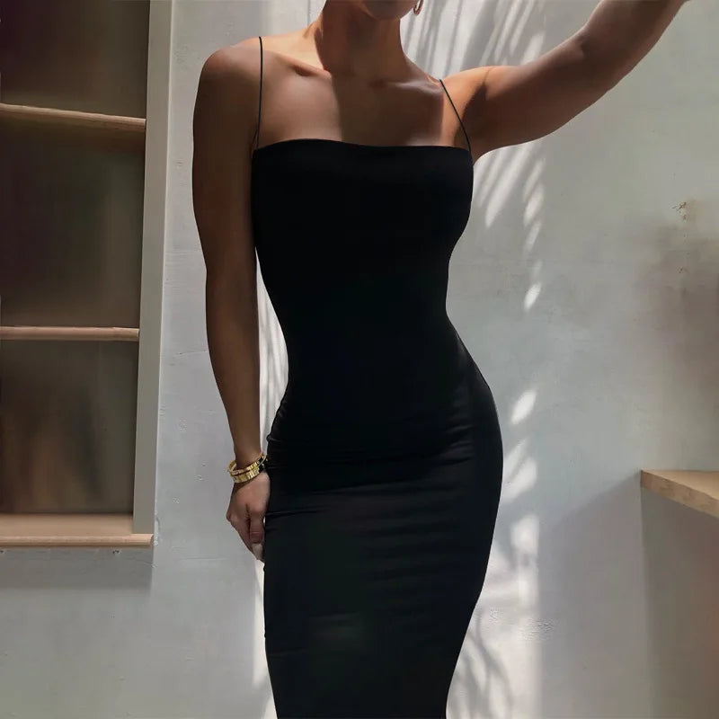 Black Long Bodycon Dress For Women Party Evening Clubwear