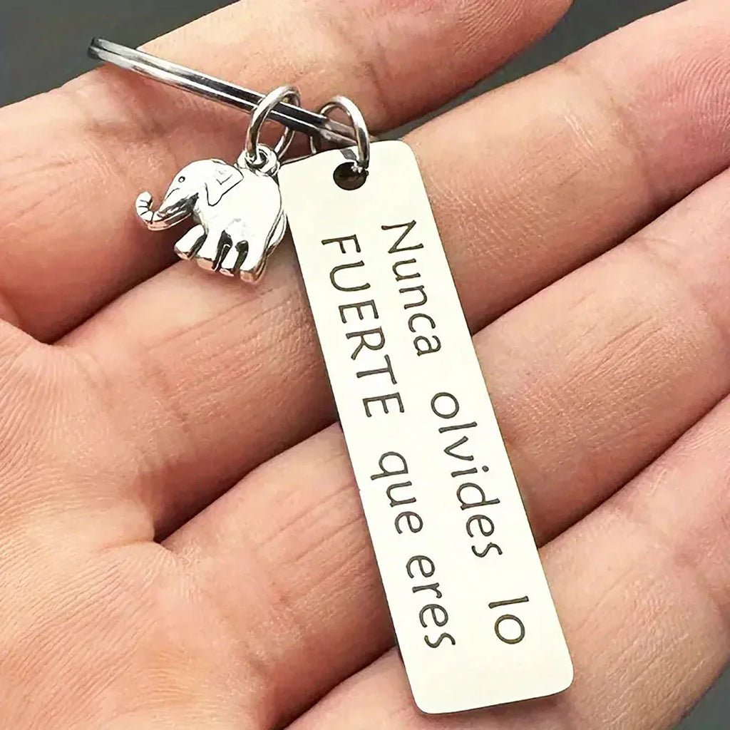 Inspirational Elephant Keychain Stainless Steel Pendant for Positive Energy and Car Backpack Decoration