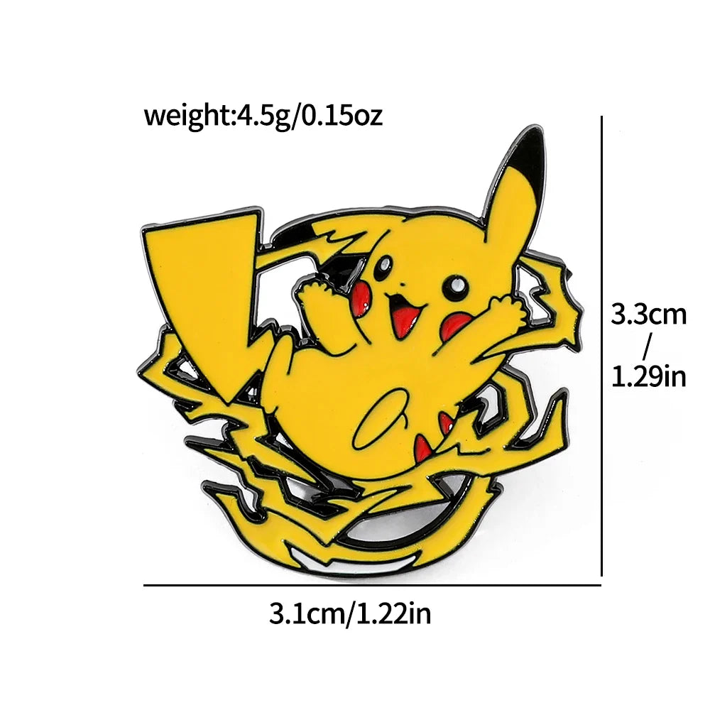 Cute Cartoon Pocket Monsters Enamel Brooch Set for Bags - 4 Pcs Creative Animated Character Accessories