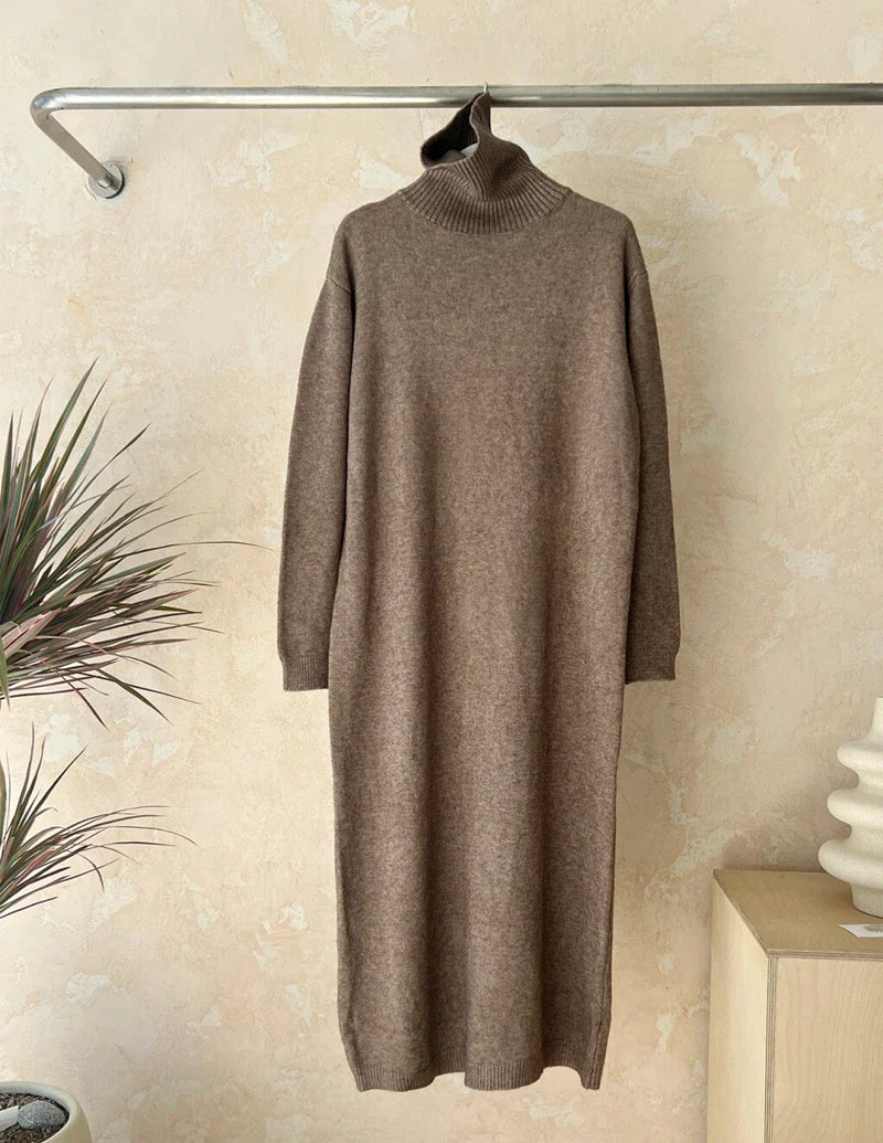 Cozy Turtleneck Sweater Dress For Women Knitted Long Sleeve