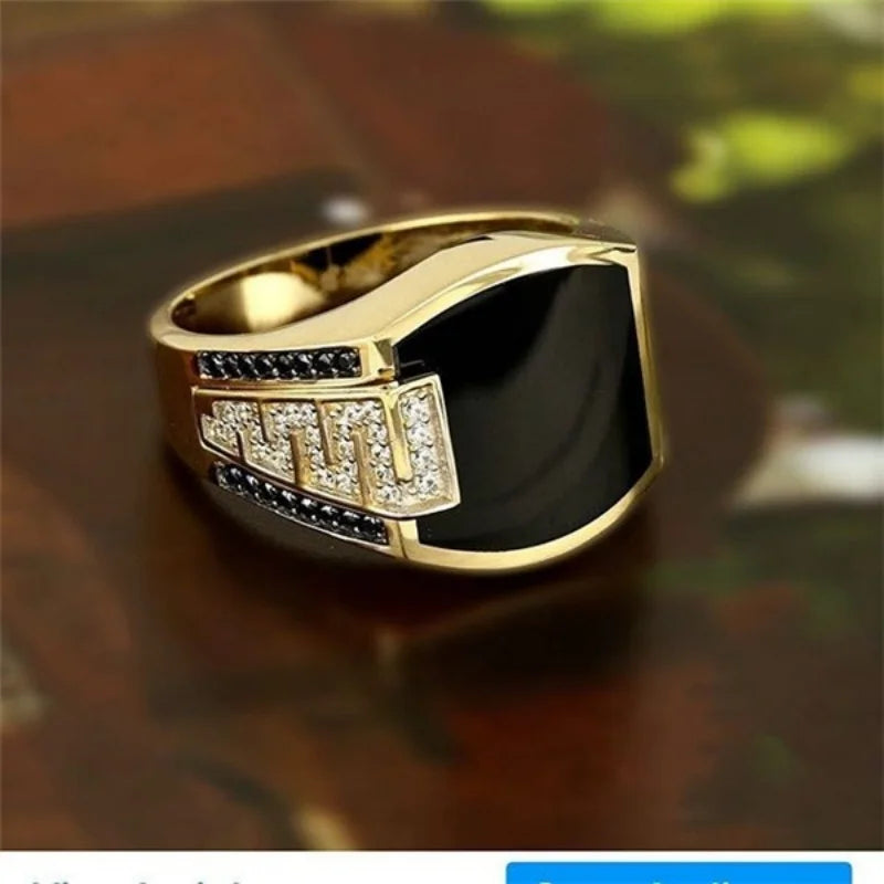 Classic Men's Gold Color Punk Ring for Engagement or Wedding Luxury Jewelry