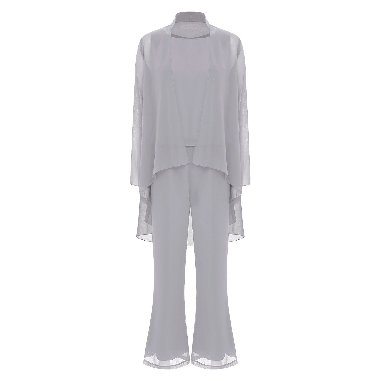 Womens Summer Chiffon 3 Piece Outfit Set with Tank Top Cardigan and Pants for Formal Events