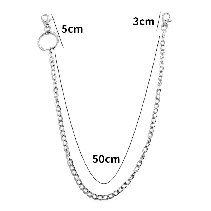 Metal Wallet Chain Keychain for Hip Hop Rock Punk Style Trousers with Hook and Clip Ring