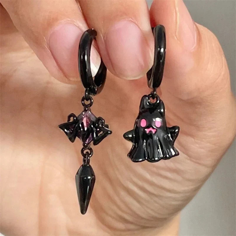 Halloween Skull Skeleton Dangle Earrings for Women Fashion Punk Charm Ghost and Spider Web Jewelry Gift