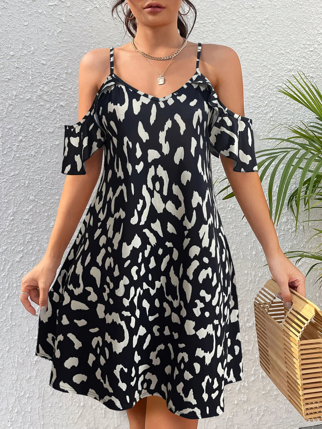 Chic Cold Shoulder Dress For Spring Vacation Women Style