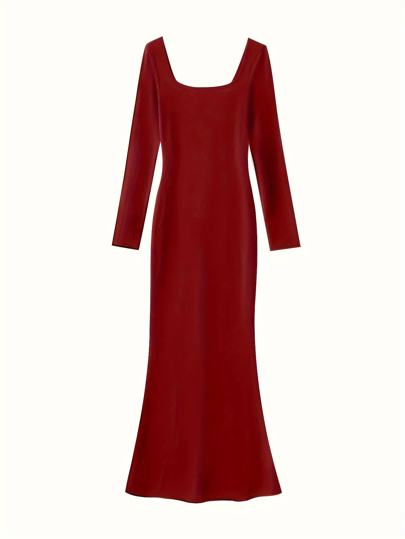 Ribbed Knit Long Sleeve Maxi Dress Slim Fit Bodycon