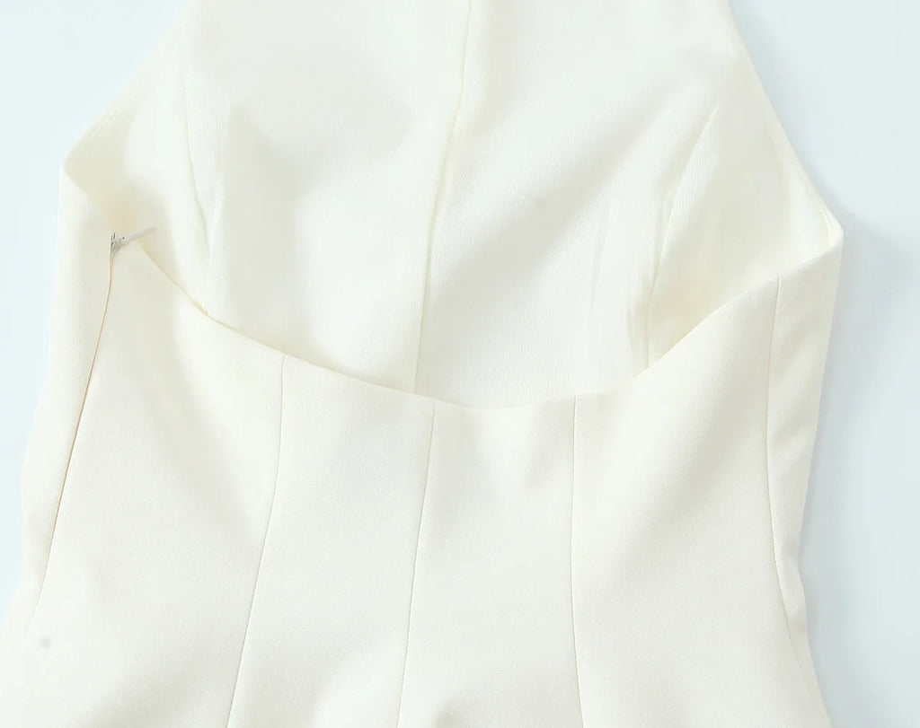 Pleated Slim Sleeveless A Line Dress With Waist Cinching